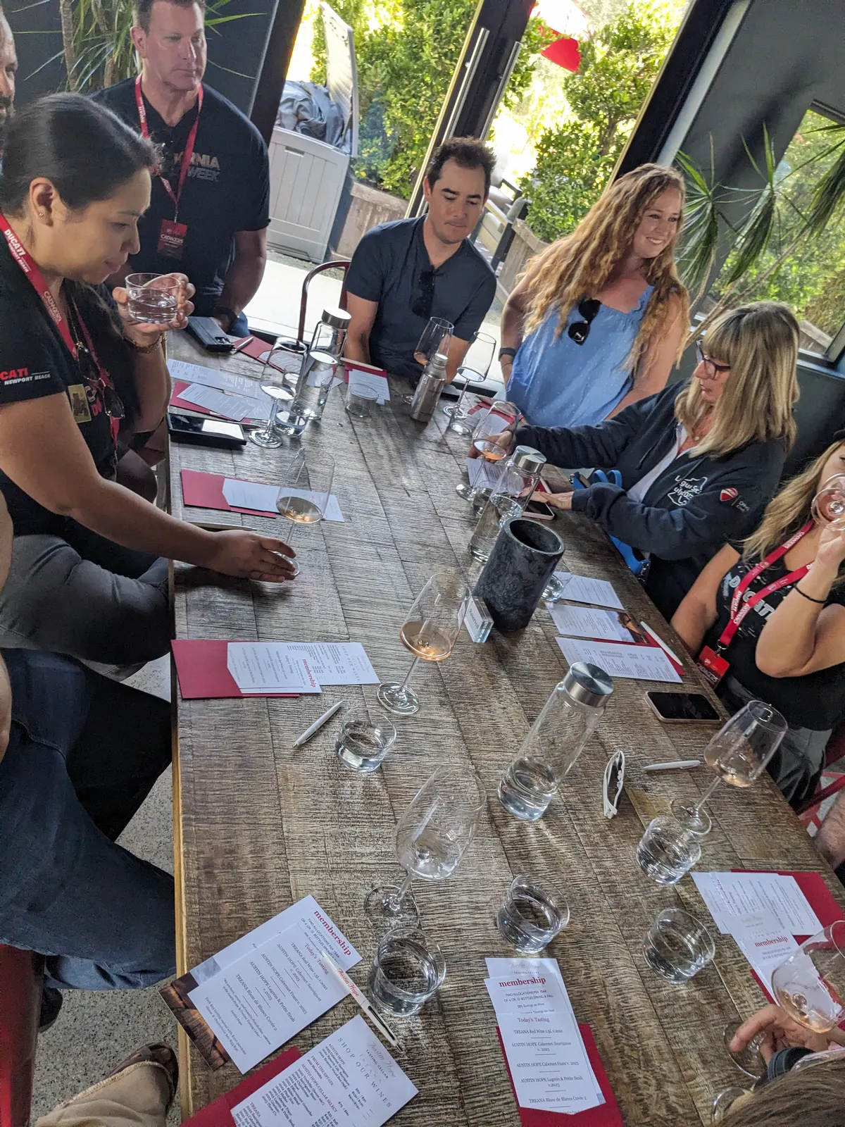 Wine being poured for CADW participants at the first tasting table